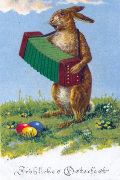 Osterhase mit Ziehharmonika